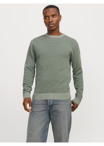 Jack & Jones JACK & JONES Herren Rundhalspullover "JJEGLOBE KNIT CREW NECK NOOS", grün, modisch, Gr. S, meliert, Strick, Obermaterial: 100% Baumwolle, Pullover,