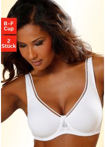Petite Fleur Damen Minimizer-BH, Gr. 90, weiß, Jersey, Obermaterial: 95% Baumwolle, 5% Elasthan, Basic, BHs, aus Baumwolle mit nahtlosen Cups, Basic