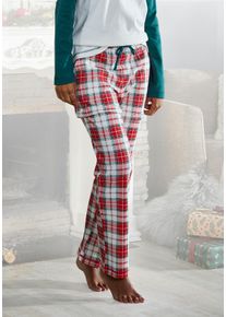 Lascana Damen Schlafhose, Gr. 32, rot, Interlock, Obermaterial: 100% Baumwolle, kariert, festlich, Hosen, mit Karomuster