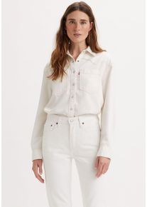Levi's LEVI'S Damen Jeansbluse "TEODORA WESTERN SHIRT", beige, casual, Gr. S, Denim/Jeans, Obermaterial: 60% Lyocell, 40% Baumwolle, Blusen, mit Druckknöpfen