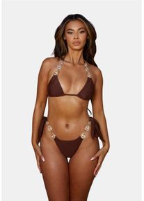 MODA MINX Damen Triangel-Bikini-Top "Triple Charm", braun, elegant, Gr. L, unifarben, 82% Polyamid, 18% Elasthan, Bikini-Oberteile, mit funkelndem