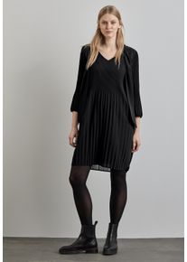 Street One Damen Blusenkleid, schwarz, casual, Gr. 36, unifarben, Stoff, Obermaterial: 100% Polyester; Unterkleid: 100% Viskose, Kleider, soft und