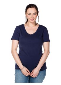 sheego Damen T-Shirt "Große Größen", blau, sportlich, Gr. 56, unifarben, Obermaterial: 100% Baumwolle, Shirts, aus fein gerippter Qualität