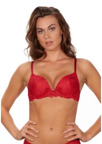 After Eden Damen Push-up-BH "ANNA", Gr. 80, rot, Obermaterial: 85% Polyamid, 15% Elasthan, unifarben, feminin, BHs, mit luxuriösen Spitzendetails
