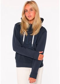 Zwillingsherz Damen Hoodie "Strand Meer Küste", blau, modisch, Gr. S, unifarben mit Farbeinsätzen, Sweatware, Obermaterial: 50% Baumwolle, 50%