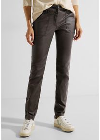 Cecil Damen Röhrenhose, braun, casual, Gr. 36, unifarben, Stoff, black, night sky blue: 76% Viskose, 21% Nylon, 3% Elasthan; dark Ocean green,
