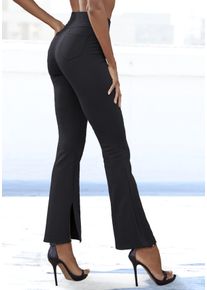 Lascana Damen Jazzpants, Gr. 36, schwarz, Milano Rib, Obermaterial: 96% Polyester, 4% Elasthan, unifarben, Basic, Hosen, mit Schlitzen am Saum