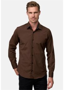Rusty Neal Herren Langarmhemd, braun, casual, Gr. XXL, unifarben, 60% Baumwolle, 37% Polyester, 3% Elasthan, Hemden, mit trendigem Farbkontrast