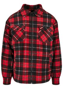 Urban Classics Herren Allwetterjacke "Urban Classics Herren Plaid Teddy Lined Shirt Jacket", rot, casual, Gr. L, kariert, 100% Polyester, Jacken