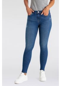 Only Damen Skinny-fit-Jeans "ONLWOW MID SKINNY BJ", blau, modisch, Gr. M, unifarben, Denim/Jeans, Obermaterial: 64% Baumwolle, 31% Polyester, 3%