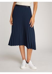 Tommy Hilfiger Damen Plisseerock "FLUID PLEATED PULL ON MIDI SKIRT", blau, casual, Gr. 42, unifarben, Web, Obermaterial: 100% Polyester, Röcke, mit