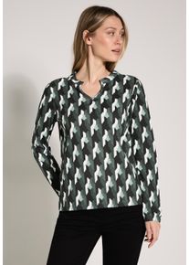 Cecil Damen Langarmshirt, grün, casual, Gr. XXL, bedruckt, Web, Stoff, 50% Baumwolle, 50% Modal, Shirts, mit geschlitztem Rundhalsausschnitt