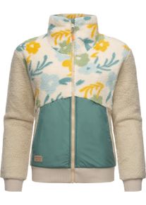 Ragwear Damen Fleecejacke "Madaras Flower", beige, modisch, Gr. 4XL, Material: 100% Polyester, Jacken, Flauschige Damen Übergangsjacke aus Teddyfleece