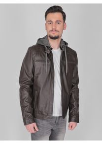Mustang Herren Lederjacke "Foster", braun, Gr. XL, Obermaterial: 100% Leder, Lamm / Ärmelfutter/Wattierung: 100% Polyester / Kapuze: 100% Baumwolle