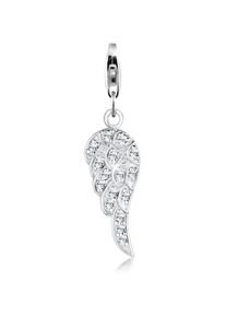 NENALINA Damen Charm-Einhänger "Anhänger Flügel Kristalle 925 Silber", mit Steinen, silber, Silber 925 (Sterlingsilber), Charms