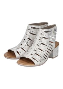 Rieker Damen Sandalette, Gr. 37, silber, Lederimitat, elegant, Schuhe, Sommerschuh, Sandale, Blockabsatz, im Metallic-Look