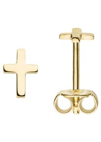 Jobo Damen Paar Ohrstecker "Kreuz", Gelbgold 375, gelb, Gelbgold 375, Ohrringe, 375 Gold 6,5 mm