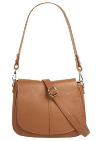 CLUTY Damen Umhängetasche, braun, Leder, unifarben, leicht glänzend, Taschen, echt Leder, Made in Italy