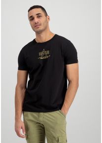 Herren T-Shirt "Alpha Industries Men - T-Shirts Basic T-Shirt ML Foil Print", schwarz, Gr. M, Alpha Industries, Obermaterial: 100% Baumwolle, Shirts