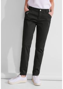 Street One Damen Röhrenhose, schwarz, casual, Gr. 34, unifarben, Web, 97% Baumwolle, 3% Elasthan, Hosen, Middle Waist