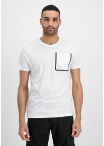 Herren T-Shirt "Alpha Industries Men - T-Shirts Label Pocket T-Shirt", weiß, Gr. M, Alpha Industries, Obermaterial: 100% Baumwolle, Shirts