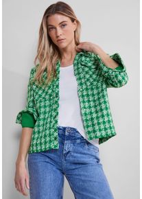 Street One Damen Kurzjacke, grün, casual, Gr. 40, Jacquardmuster, Stoff, Obermaterial: 100% Polyester, Futter: 100% Polyester, Jacken, mit Karomuster