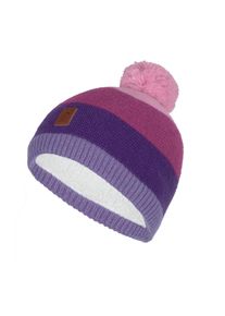 Trollkids Kinder Strickmütze "KIDS GRYLLEFJORD BOBBLE CAP", lila, sportlich, Gr. 6, gestreift, Strick, Materialmix, Mützen