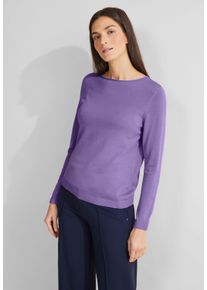 Street One Damen Rundhalspullover, lila, casual, Gr. 46, unifarben, Stoff, 60% Viskose, 40% Baumwolle, Pullover, mit U-Boot-Ausschnitt