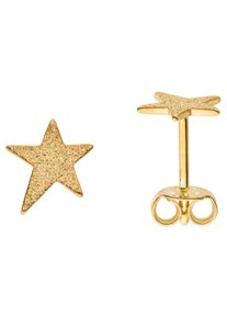 Jobo Damen Paar Ohrstecker "Sterne mit Glitzer", Gelbgold 375, gelb, Gelbgold 375, Ohrringe, 375 Gold