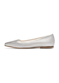 Henry Stevens Damen Ballerina "Audrey B Businessschuh", Gr. 38, silber, Leder, elegant, Schuhe, Damen Halbschuhe Leder handgefertigt, Slipper