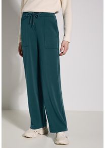 Cecil Damen Culotte, blau, casual, Gr. L, unifarben, Stoff, 49% Polyester, 43% Modal, 8% Elasthan, Hosen, High Waist