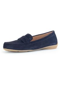 Gabor Damen Mokassin, Gr. 39, blau, Ziegenveloursleder, unifarben, klassisch, Schuhe, Slipper, Bequemschuh, Flats mit Best Fitting-Ausstattung