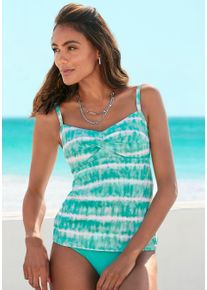 s.Oliver Damen Bügel-Tankini-Top "Enja", blau, Gr. 36, bedruckt, Batikmuster, Microfaser, Polyamid, Microfaser, Bikini-Oberteile, mit Batikdruck und