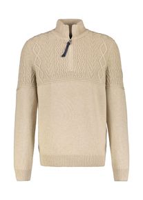 Lerros Herren Troyer, beige, casual, Gr. M, Strukturmuster, meliert, Obermaterial: 60% Baumwolle, 40% Polyacryl, Pullover, mit Cable-Strickmuster
