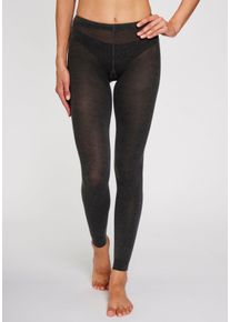 Lavana Damen Strickstrumpfleggings, Gr. 40, grau, Obermaterial: 70% Baumwolle, 28% Polyamid, 2% Elasthan, meliert, Strumpfhosen, Thermosan, fein