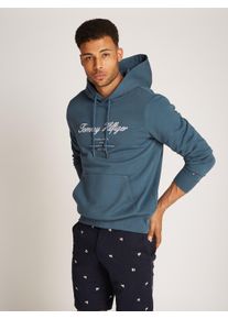 Tommy Hilfiger Herren Hoodie "SCRIPT LOGO HOODY", blau, casual, Gr. S, unifarben, Sweatware, Obermaterial: 63% Baumwolle, 37% Polyester, Sweatshirts,