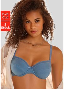 Nuance Damen Bügel-BH, Gr. 90, blau, Stoff, Obermaterial: 80% Baumwolle, 12% Elasthan, 8% Polyamid, klassisch, BHs, aus weicher Baumwolle, Basic