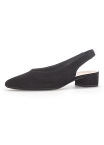 Gabor Damen Slingpumps, Gr. 38, schwarz, Ziegenveloursleder, unifarben, elegant, Schuhe, Blockabsatz, Abendschuh, Sommerschuh mit elastischem Riemchen