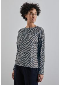 Street One Damen Langarmshirt, grün, casual, Gr. 46, bedruckt, Stoff, 70% Viskose, 20% Polyester, 10% Elasthan, Shirts, aus softem Materialmix