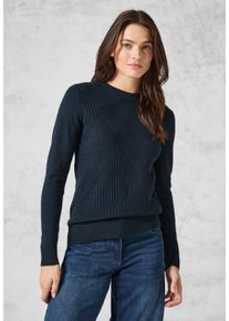 Cecil Damen Strickpullover, blau, casual, Gr. XXL, unifarben, Web, 37% Baumwolle, 34% Polyacryl, 26% Polyester, 3% Elasthan, Pullover, mit