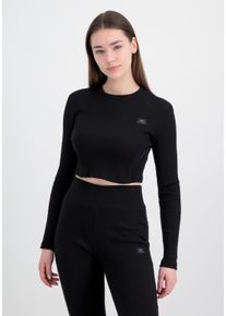 Damen Longsleeve "Alpha Industries Women - Longsleeves X-Fit Rib LS C Women", schwarz, Gr. XS, Alpha Industries, Obermaterial: 50% Baumwolle, 50%