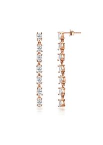 dKeniz Damen Paar Ohrhänger "925/- Sterling Silber rosevergoldet Glänzend 5cm Zirkonia Weiß", ONE-SIZE, Silber 925 (Sterlingsilber), rot, Silber 925