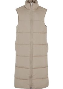 Urban Classics Damen Steppweste "Urban Classics Damen Ladies Long Puffer Vest", beige, Gr. S, 100% Polyester, Westen