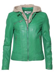 Maze Damen Lederjacke "Mico", grün, Gr. S, Obermaterial: 100% Lammleder / Innenfutter: 100% Polyester / Kapuze: 55% Baumwolle, 45% Polyester, Jacken