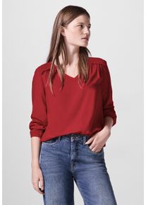 Damen Langarmbluse, rot, casual, Gr. 44, STREET ONE STUDIO, unifarben, Stoff, 100% Viskose, Blusen, aus softer Viskose