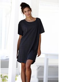 Arizona Damen Sleepshirt, Gr. 32, grau, Single Jersey, Obermaterial: 60% Baumwolle, 40% Polyester, meliert, Basic, Kleider, mit Rundhalsausschnitt
