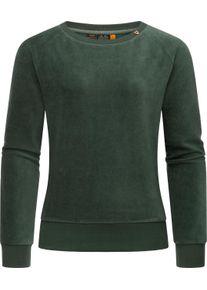Ragwear Damen Sweater "Johanka Velvet", grün, casual, Gr. XXXL, Obermaterial: 62% Baumwolle, 35% Polyester, 3% Elasthan, Sweatshirts, Stylischer