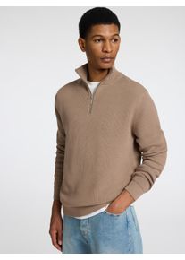 Selected Homme Herren Troyer "SLHDANE LS KNIT STRUCTURE HALF ZIP NOOS", beige, modisch, Gr. S, unifarben, Strick, Obermaterial: 100% Baumwolle,