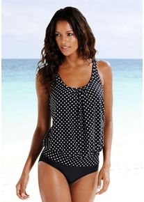 Lascana Damen Oversize-Tankini, schwarz-weiß, Gr. 54, gepunktet, Polyamid, Bikini-Sets, im modischen Pünktchen-Design