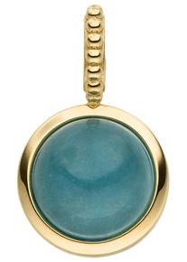 Jobo Damen Ketten-Anhänger, Gelbgold 375, gelb, Gelbgold 375, Schmuckanhänger, 375 Gold mit Chalcedon blau rund